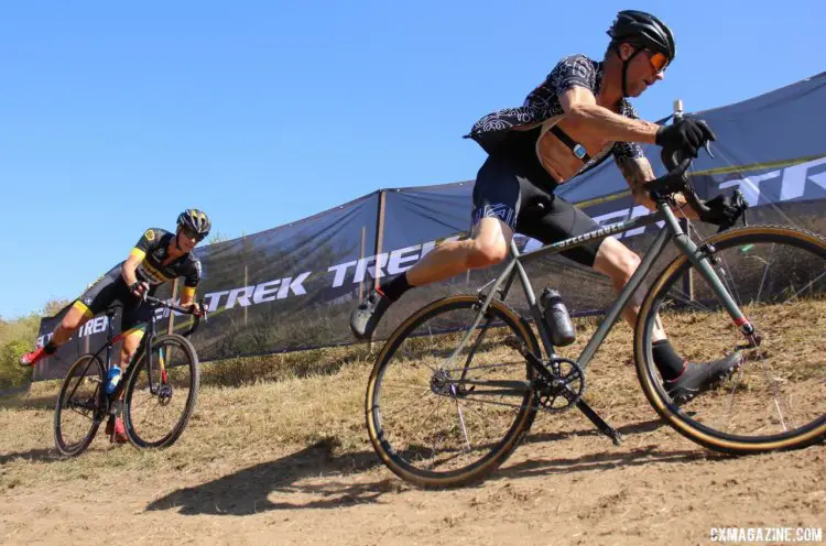 Brother Joe Curtes got to race against Ellen Van Loy at the Trek CX Cup. © Z. Schuster / Cyclocross Magazine