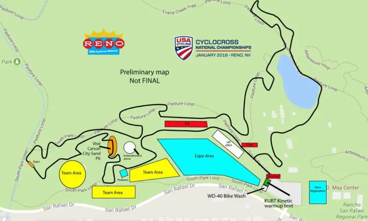 2018 Reno Cyclocross Nationals Preliminary Course Map