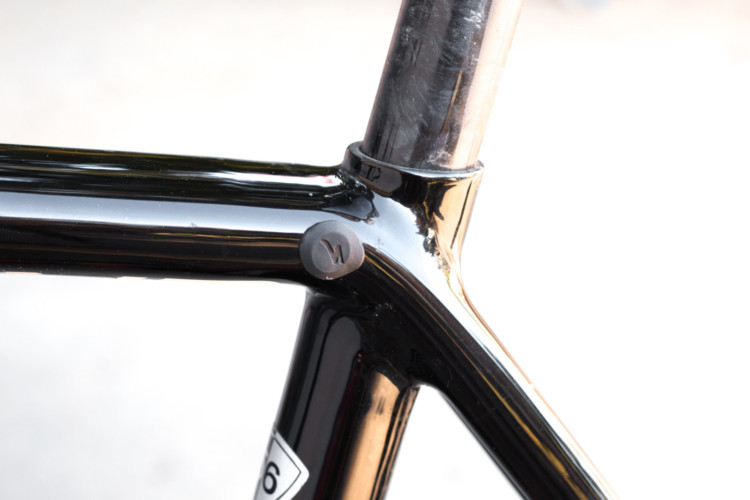 The hidden saddle clamp is recessed by 30mm. The lower clamp position offers a bit more opportunity to flex under bumps. 2018 Specialized S-Works CruX cyclocross bike, with Shimano Dura-Ace 9100. © Cyclocross Magazine