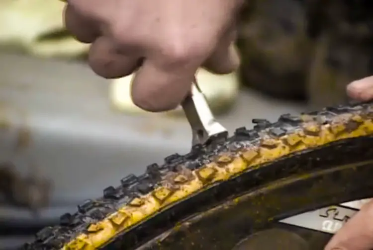 Modifying tire treads with clippers is an old practice used by Marc Gullickson many years ago. photo: Transitions screenshot