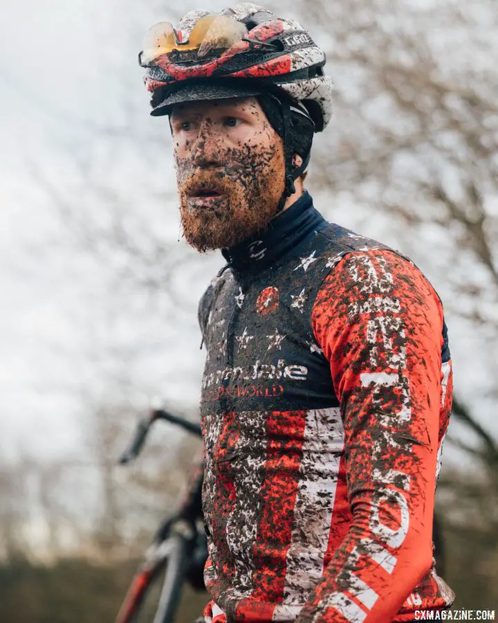 Stephen Hyde got his money's worth from the mud on Friday. 2017 World Cup Zeven Course Inspection. © J. Curtes / Cyclocross Magazine