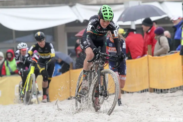 Loes Sels (Crelan-Charles) finished third. 2017 Zilvermeercross, Mol, Belgium. © B. Hazen / Cyclocross Magazine