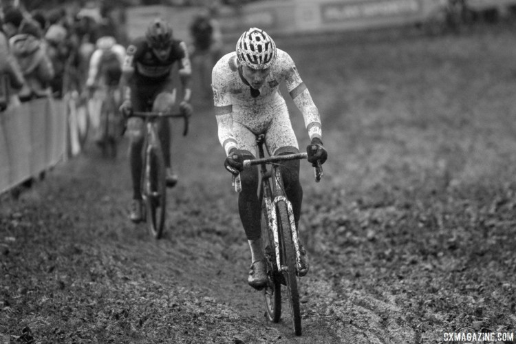 Mathieu van der Poel had an "off" day in the face of Van Aert's early attack. He finished third. 2017 World Cup Namur. © B. Hazen / Cyclocross Magazine