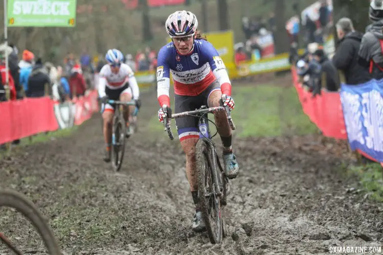 Caroline Mani is back in Europe to get some experience there before French Nationals. 2017 World Cup Namur. © B. Hazen / Cyclocross Magazine