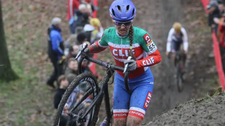 Lechner attacked at the end of the second lap and was in first for a while. 2017 World Cup Namur. © B. Hazen / Cyclocross Magazine