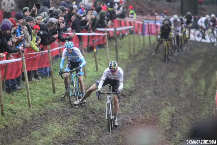 Wout van Aert had the off-camber section dialed in this year. 2017 World Cup Namur. © B. Hazen / Cyclocross Magazine