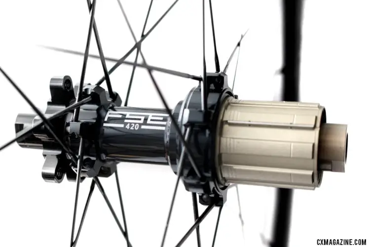 FSE's disc hub is available with a Shimano/SRAM or Campagnolo freehub. FSE (Filament Spin Evolution) EVO 35CD carbon tubeless clincher disc brake wheels. © Cyclocross Magazine