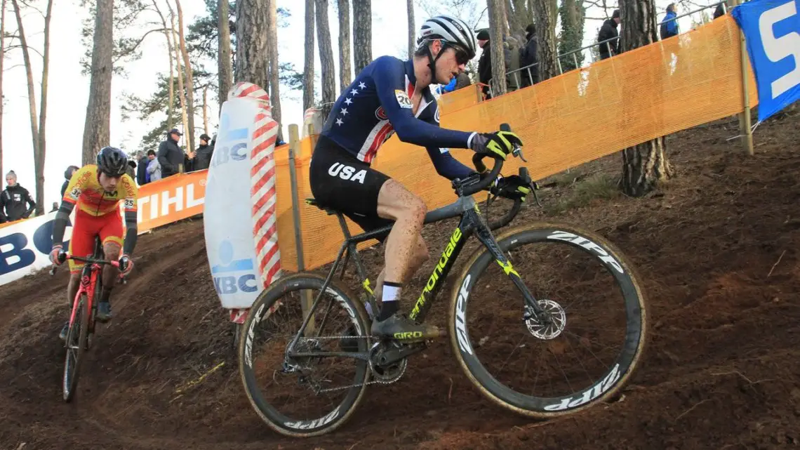 Cooper Willsey was one of the two U.S. riders in the U23 race at Zolder. 2017 World Cup Zolder. © B. Hazen / Cyclocross Magazine