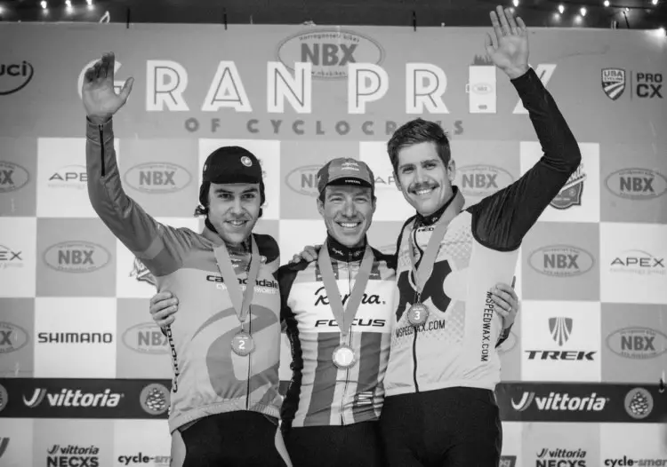 Men's podium: Powers, White and Thompson. 2017 NBX Gran Prix of 'Cross Day 1. photo: Angelica Dixon