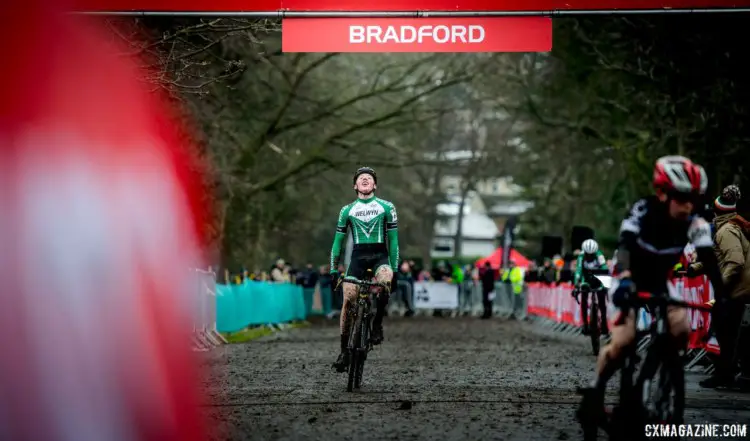 A win and some relief for Oliver Stockwell. 2017 HSBC UK National Trophy Series: Bradford. © C. Morley / Cyclocross Magazine