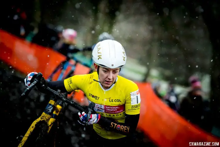 Series leader Bethany Crumpton led the first half of the race before finishing second. 2017 HSBC UK National Trophy Series: Bradford. © C. Morley / Cyclocross Magazine