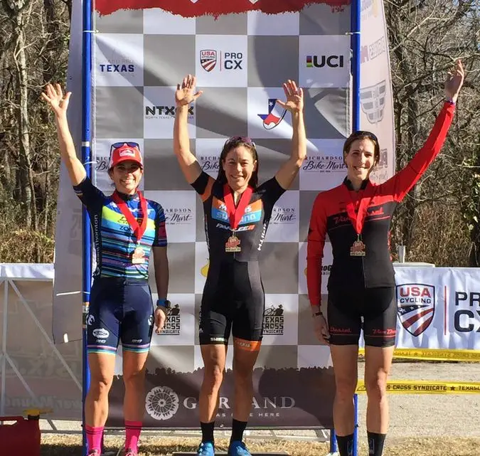 Women's podium: Anthony, McFadden and Gilbert. 2017 Resolution Cross Day 2. © Heather Sawtelle