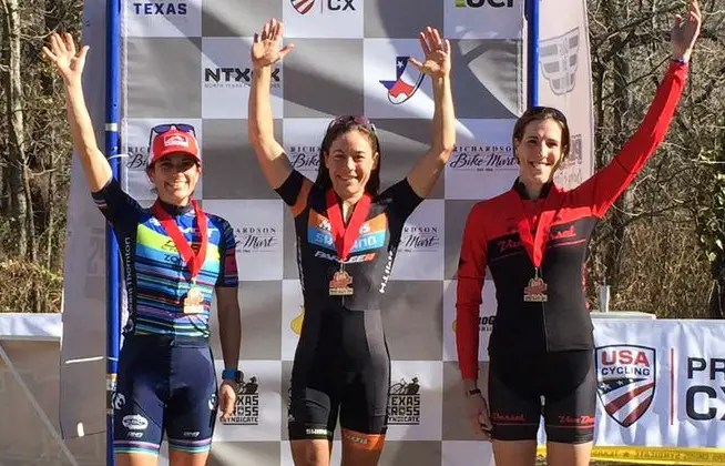 Women's podium: Anthony, McFadden and Gilbert. 2017 Resolution Cross Day 2. © Heather Sawtelle