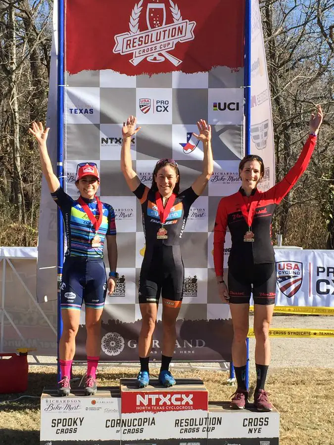 Women's podium: Anthony, McFadden and Gilbert. 2017 Resolution Cross Day 2. © Heather Sawtelle