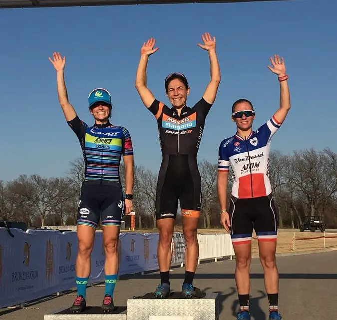 Women's podium: Anthony, McFadden and Mani. 2017 Ruts N' Guts Day 1. photo: Peloton Sports