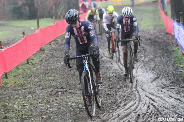 Dillon McNeill finished 29th in the Junior Men's race. 2017 World Cup Namur. © B. Hazen / Cyclocross Magazine