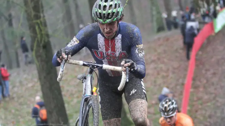 Gage Hecht finished 15th on Sunday at Namur. 2017 World Cup Namur. © B. Hazen / Cyclocross Magazine