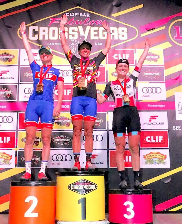 2017 CrossVegas Women's podium: Katerina Nash, Catherine Pendrel and Ellen Noble. photo: courtesy