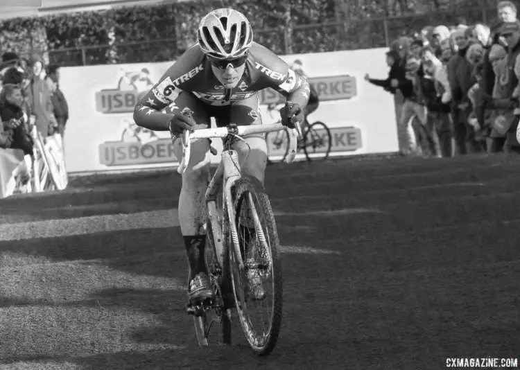 Katie Compton rolled her way to the front of the race after a slow start. 2017 Azencross Loenhout. © B. Hazen / Cyclocross Magazine