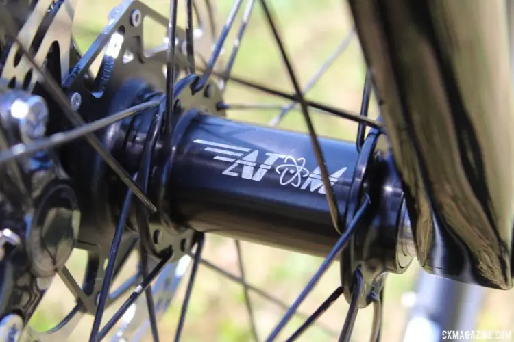 Atom Composites wheels use White Industries hubs, which are custom branded for Atom. Caroline Mani's Van Dessel Full Tilt Boogie cyclocross bike. © Z. Schuster / Cyclocross Magazine
