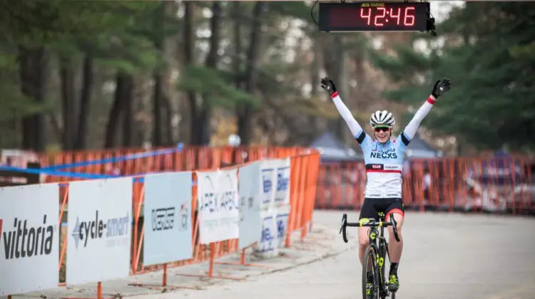 Ruby West celebrates her win. 2017 NBX Gran Prix of 'Cross Day 2. photo: Angelica Dixon