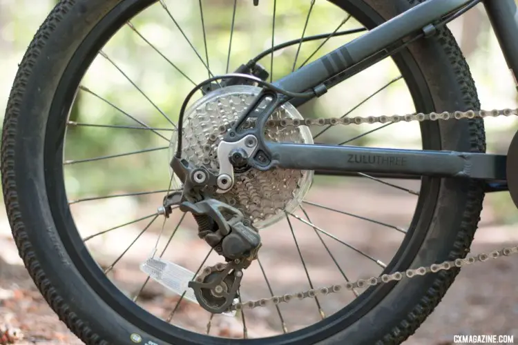 Prevelo Zulu Three 20" wheel mountain bike features a Shimano Zee clutch rear derailleur to keep the chain quiet and on the chain ring. © Cyclocross Magazine