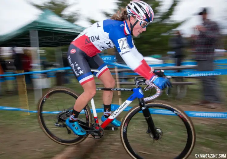 Caroline Mani has hopped on Van Dessel's Full Tilt Boogie this year, and enjoyed much success. Elite Women, 2017 Cincinnati Cyclocross, Day 2, Harbin Park. © Cyclocross Magazine