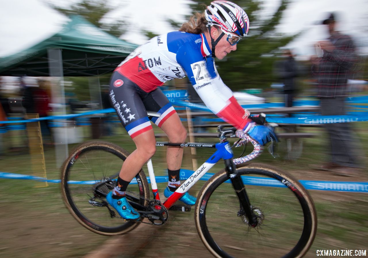 Caroline Mani has enjoyed riding the Full Tilt Boogie this year. Elite Women, 2017 Cincinnati Cyclocross, Day 2, Harbin Park. © Cyclocross Magazine