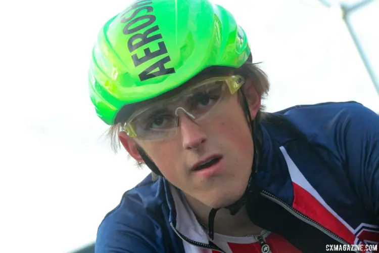 Gage Hecht was all focus en route to finishing 14th at Zolder. 2017 World Cup Zolder. © B. Hazen / Cyclocross Magazine