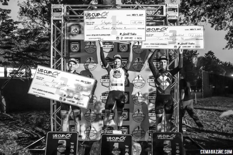 US Cup-CX top three: Hyde, Werner and Ortenblad. 2017 Derby City Cup. © D. Perker / Cyclocross Magazine