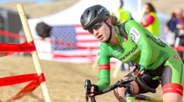 Emma White visualizes her stars and stripes jersey. 2018 Cyclocross National Championships. © D. Mable/ Cyclocross Magazine