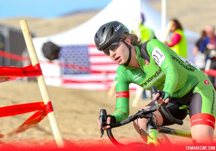 Emma White visualizes her stars and stripes jersey. 2018 Cyclocross National Championships. © D. Mable/ Cyclocross Magazine