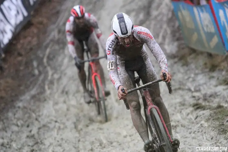 Tom Meeusen focuses on the muddy path in front of him. 2018 GP Sven Nys Baal. © B. Hazen / Cyclocross Magazine