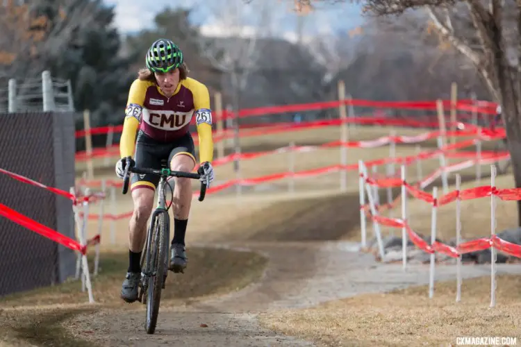 Brannan Fix had a strong start, but dropped off mid-race. 2018 Cyclocross National Championships, Collegiate Varsity Men. © A. Yee / Cyclocross Magazine