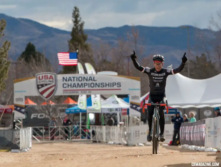 Jon Miller of California won the Masters 65-69 race. 2018 Cyclocross National Championships. © A. Yee / Cyclocross Magazine