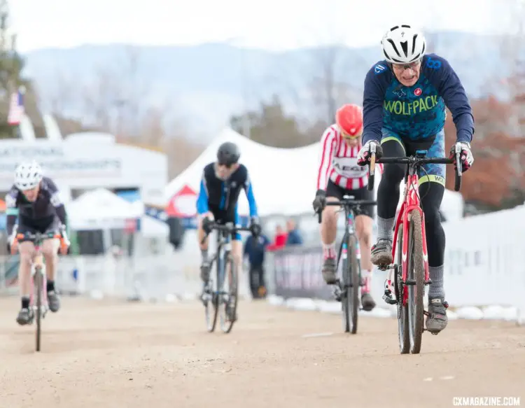 Fred Schmid won the 85+ race. 2018 Cyclocross National Championships. © A. Yee / Cyclocross Magazine