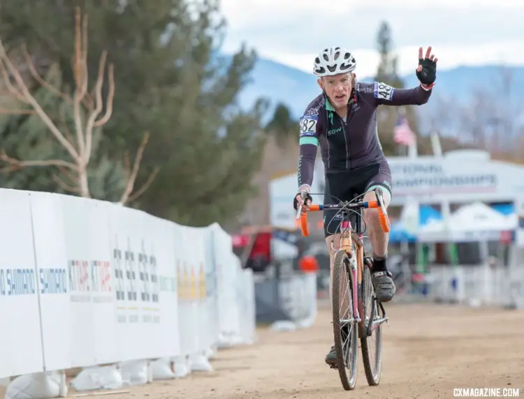 John Elgart took the win in the Masters 70-74 race. 2018 Cyclocross National Championships. © A. Yee / Cyclocross Magazine