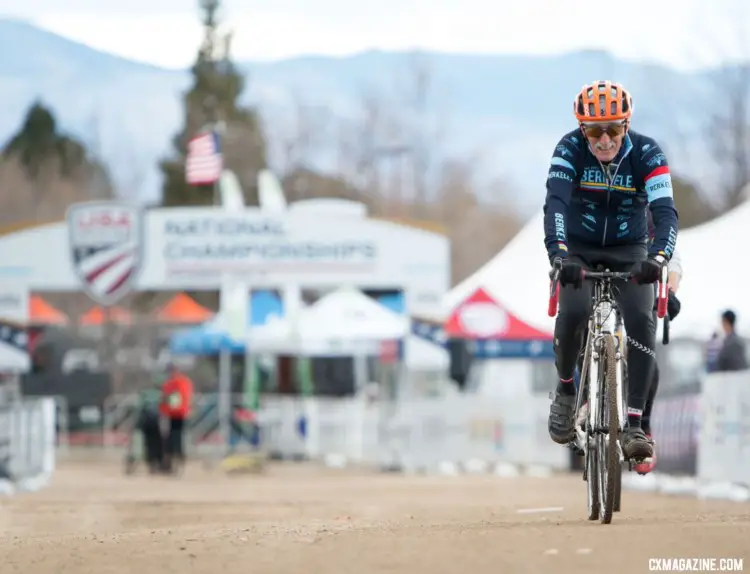 Peter Dahlstrom won the 80+ race in Reno. 2018 Cyclocross National Championships. © A. Yee / Cyclocross Magazine