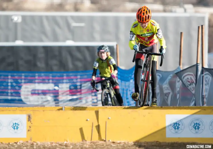 Barrier hopping was in order for Ryan Drummond. 2018 Cyclocross National Championships. © A. Yee / Cyclocross Magazine