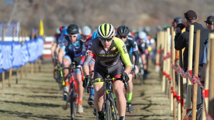 Magnus Sheffield had a plan to lead into the sand, and executed it perfectly. Junior Men 15-16. a2018 Cyclocross National Championships. © D. Mable/ Cyclocross Magazine