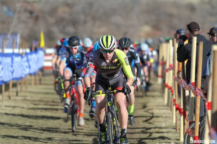 Magnus Sheffield had a plan to lead into the sand, and executed it perfectly. Junior Men 15-16. a2018 Cyclocross National Championships. © D. Mable/ Cyclocross Magazine