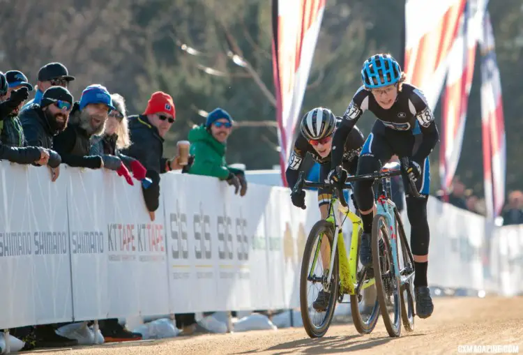 Luke Heinrich eked out a sprint win to take the Junior Men's 13-14 title. 2018 Cyclocross National Championships. © A. Yee / Cyclocross Magazine