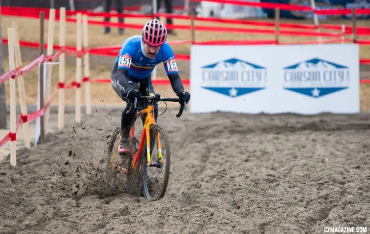 Brandon Melott got out ot a fast stat and ultimately won the Baby Masters race. Masters Men 30-34. 2018 Cyclocross National Championships. © J. Vander Stucken / Cyclocross Magazine