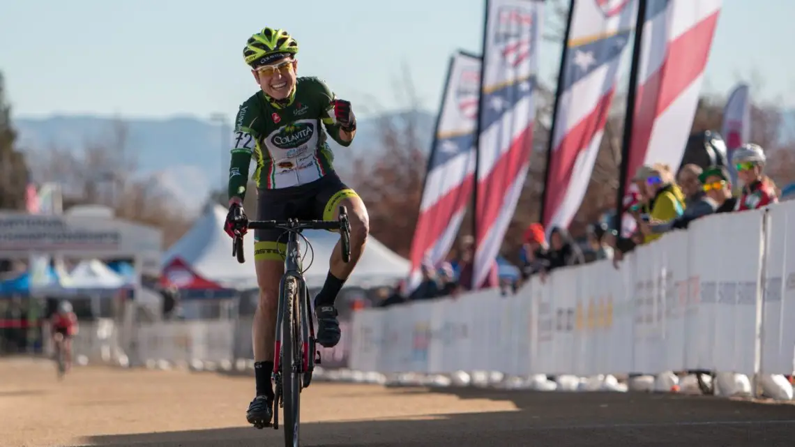 Stacey Barbossa won the Masters 50-54 race in her sixth try. Masters Women 50-54. 2018 Cyclocross National Championships. © A. Yee / Cyclocross Magazine