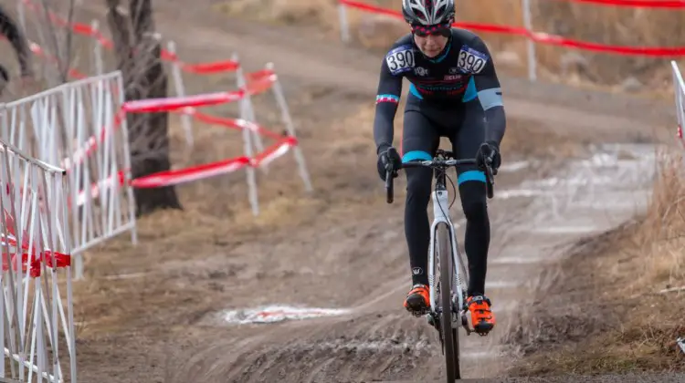 Bob Downs on his way to defending his title, before a rear flat tire. 2018 Cyclocross National Championships. © A. Yee / Cyclocross Magazine