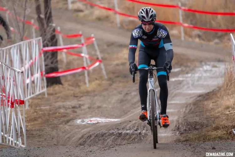 Bob Downs on his way to defending his title, before a rear flat tire. 2018 Cyclocross National Championships. © A. Yee / Cyclocross Magazine