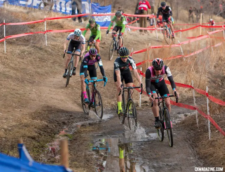 Powers strung out the pack from the start. 2018 Cyclocross National Championships. © A. Yee / Cyclocross Magazine