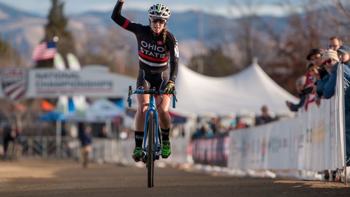Jen Malik took home the Collegiate Club title. 2018 Cyclocross National Championships. © A. Yee / Cyclocross Magazine