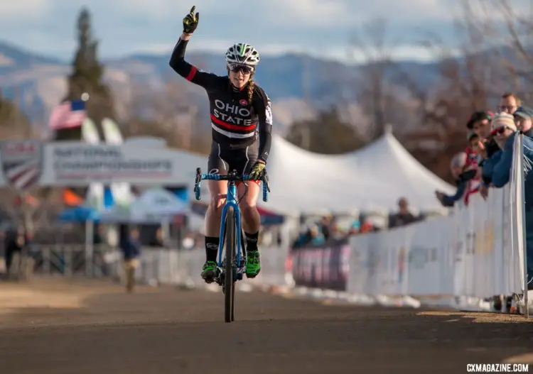 Jen Malik took home the Collegiate Club title. 2018 Cyclocross National Championships. © A. Yee / Cyclocross Magazine