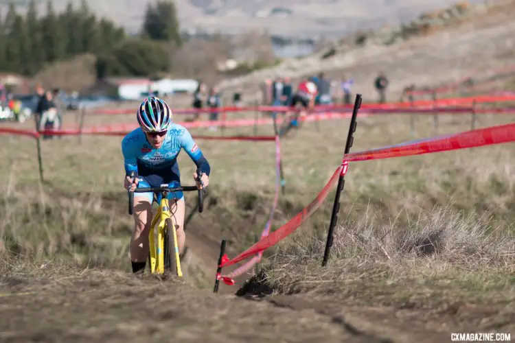 Ben Gomez Villafane skipped the Junior race to battle with the pros and A men and finished fifth. 2018 NCNCA District Champs, Lion Oaks Ranch. © J. Vander Stucken / Cyclocross Magazine